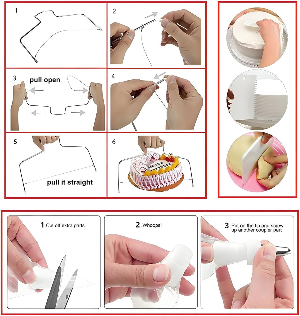 ANSLYQA Cake Decorating Kit, 393 Pcs Baking Tools | Aluminium Cake Turntable, Leveler, 55 Numbered Icing+Skirt Tips, 2 Spatulas, 100 Pastry Bags, 150 Cupcake Liners & More