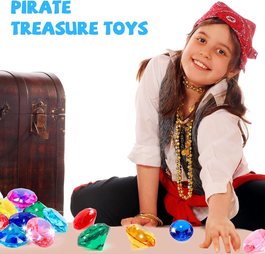 Niceup 26pcs Large Diving Gems Fake Plastic Gemstones Diamond Toys for Kids Girls Princess Pirate Mermaid Party Favors Bag Treasure Hunt Toy - 1.57in Assorted Colors