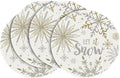 Artoid Mode Beige Snowflake Let It Snow Winter Placemats Set of 4, 15 Inch Seasonal Christmas Xmas Round Table Mats for Dining Decoration