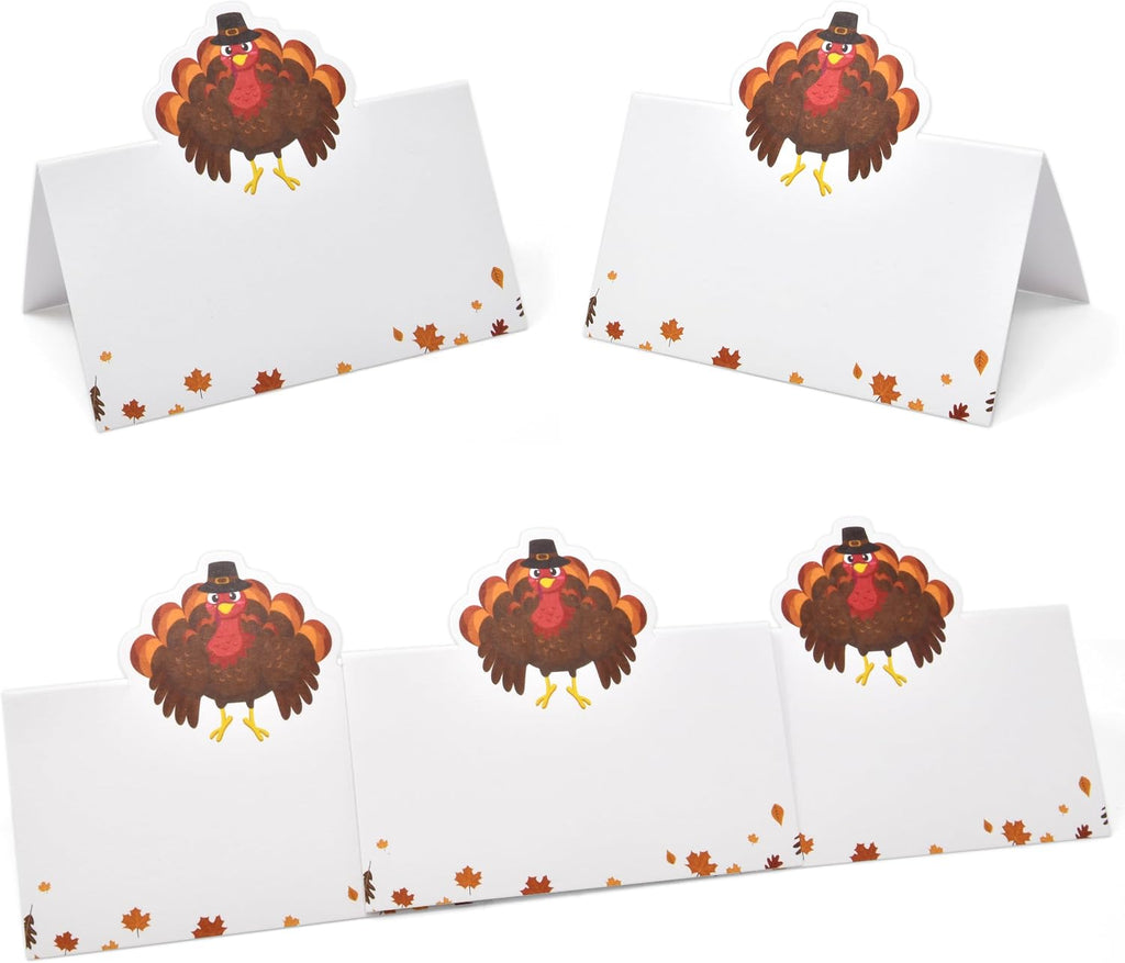 Gift Boutique 100 Pack Thanksgiving Turkey Place Cards Fall Harvest Folded Paper Name Tent Cards for Dinner Table Setting Party Wedding Decorations