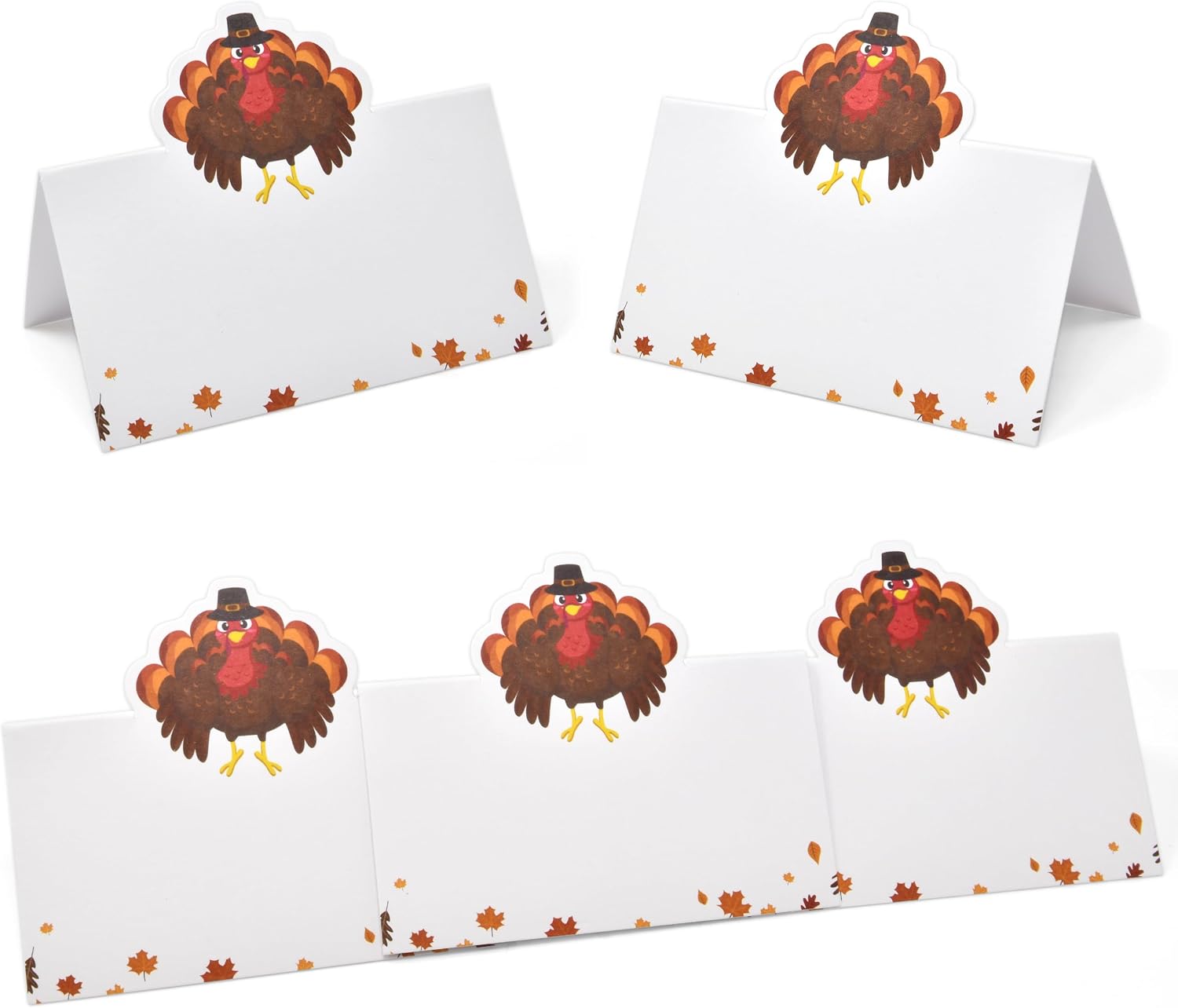 Gift Boutique 100 Pack Thanksgiving Turkey Place Cards Fall Harvest Folded Paper Name Tent Cards for Dinner Table Setting Party Wedding Decorations