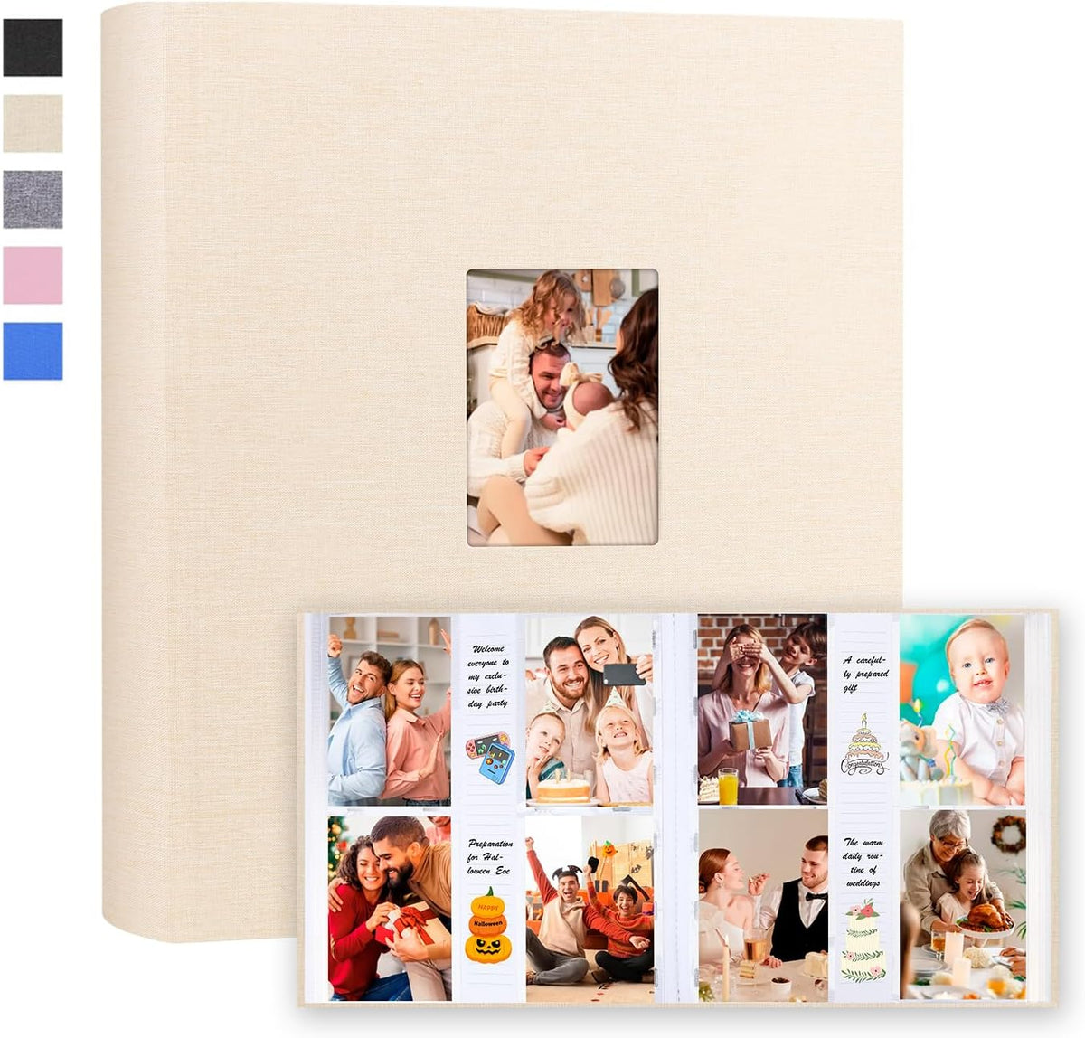 Photo Album 4x6 Vertical 600 Photos with Writing Space, Beige