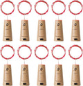 Aluan Wine Bottle Lights with Cork 10 Pack 20 LED Christmas Mini Fairy Lights for Indoor, Waterproof Battery Operated Cork Lights for Liquor Bottles Party Jar Wedding Reception Bar Decoration, Red