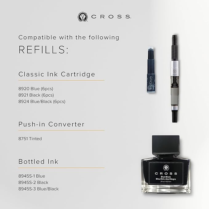 Cross Bailey Refillable Fountain Presented in a Premium Gift Box - Medium Point, Black Ink, Matte Red