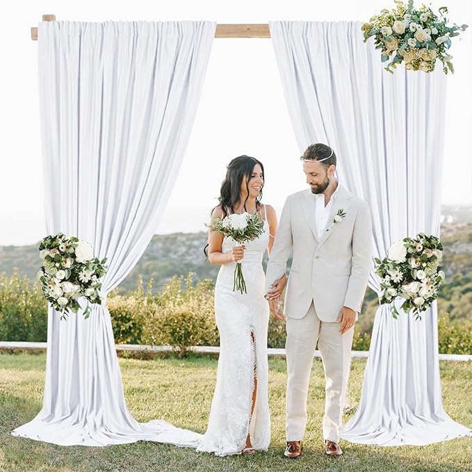 Sugargirl 10x10FT White Backdrop Curtains Polyester Photo Backdrop Drapes Curtains 2 Panels with Rod Pockets for Party Birthday Wedding Photography Home Decoration