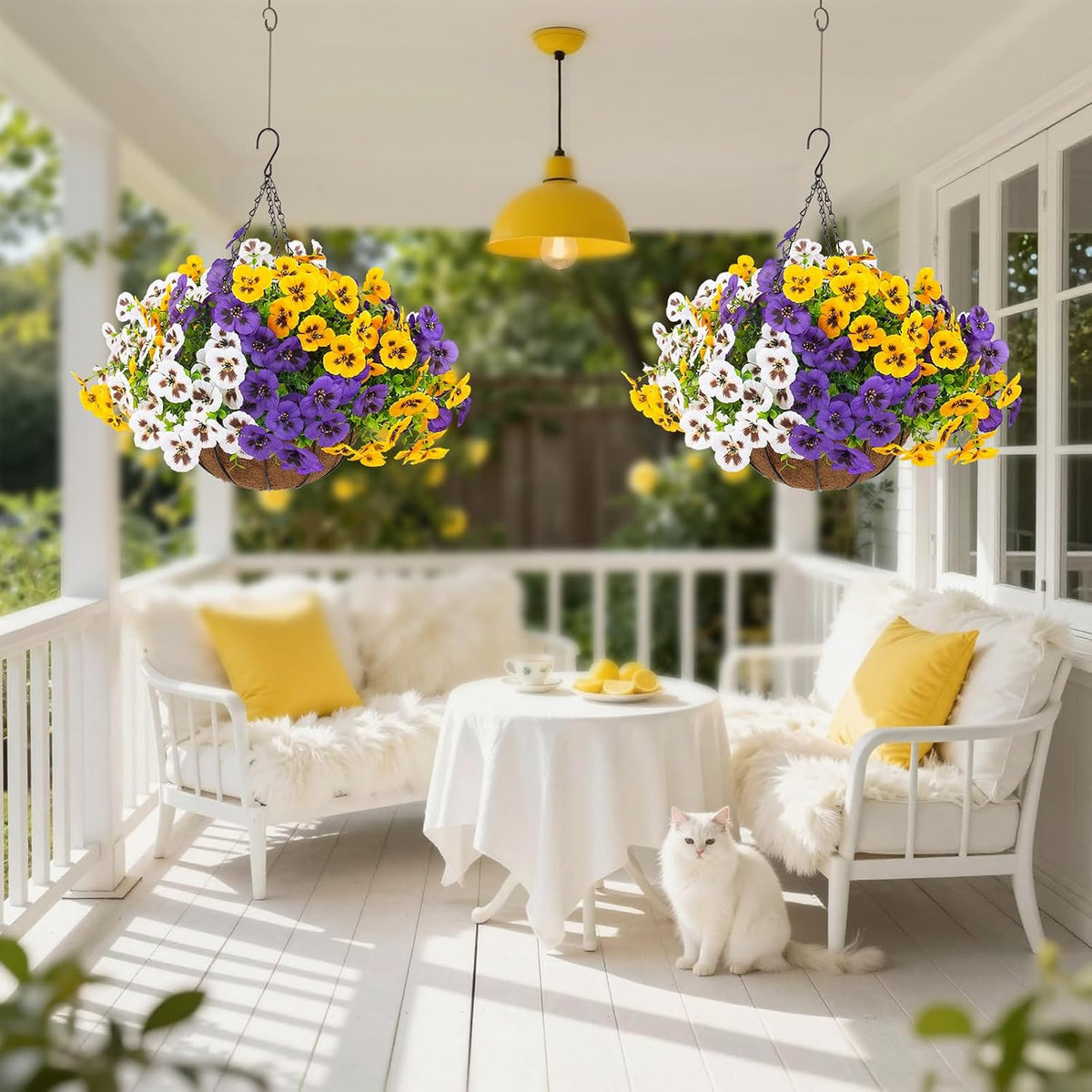 lovemoon 2 sets artificial hanging pansy flowers with, package contents