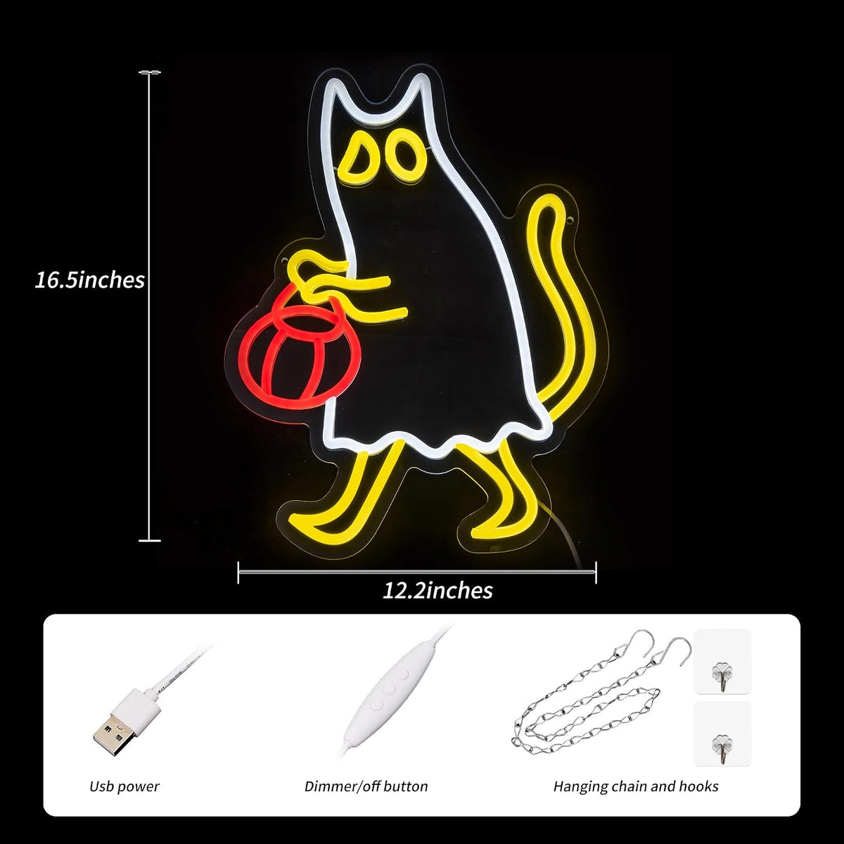 Halloween Neon Sign Ghost Cat Neon Light for Wall Decor