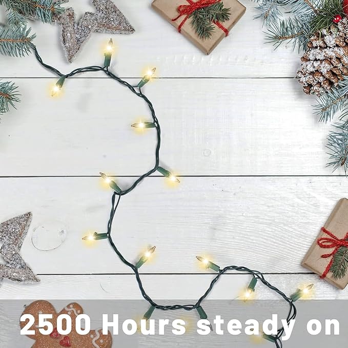 Christmas Lights for Tree 40Ft 200 Count Mini Lights Green Wire Christmas Tree Lights Waterproof Incandescent Bulb for Indoor Outdoor Xmas Holiday Wedding Home Party Decorations Clear 2pack