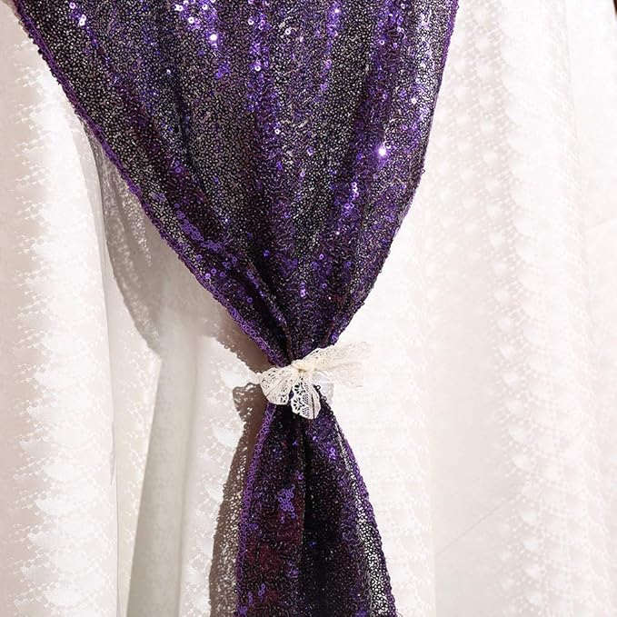 Eternal Beauty Purple Table Runner for Wedding, 5PCS-12x108 Sequin Table Runner Decorations for Birthday Parties, Banquets, Graduations,Christmas