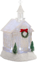 Melrose Acrylic Church Snow Globe Lighted Christmas Water Lantern 10.5 Inch