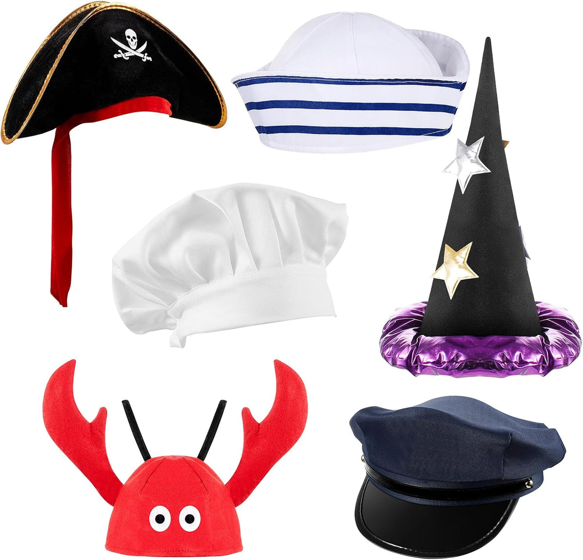 Hercicy 6 Pcs Dress Up Hats Set, Role Play Costume Caps for Party