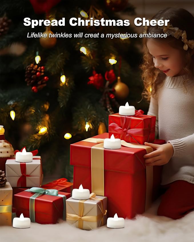 Remote Candles, 24PCS Flameless Tea Lights Candle Battery Operated with Timer, 400+Hours Remote Control LED Tea Lights Votive Candle - 1.5'' D X 1.25'' H- Pure White Light