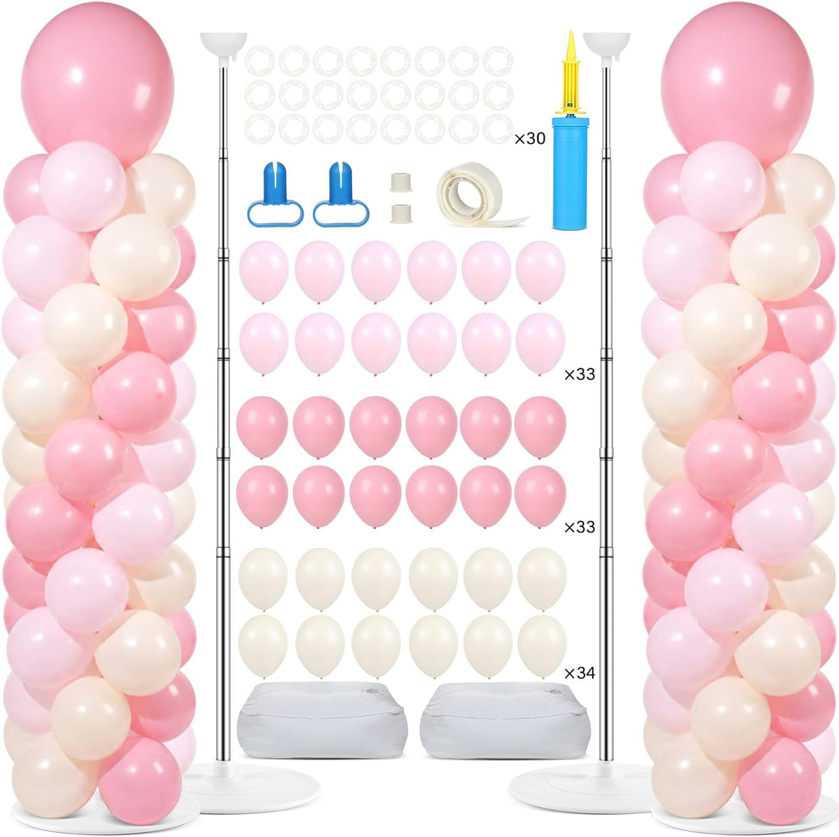 2 sets adjustable balloon column stand kit with shown in use