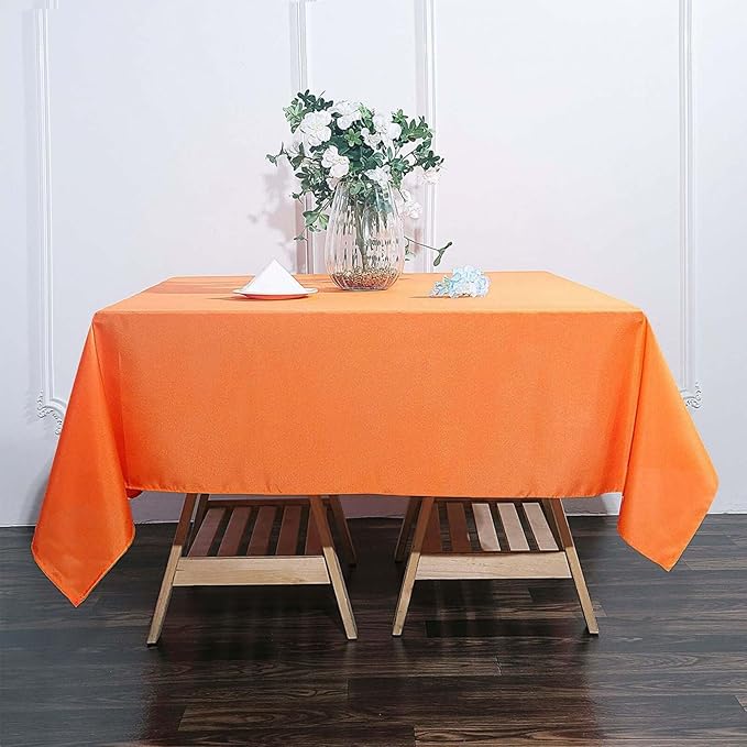 Efavormart 70" Premium Square Polyester Tablecloth for Wedding Kitchen Dining Events - Orange