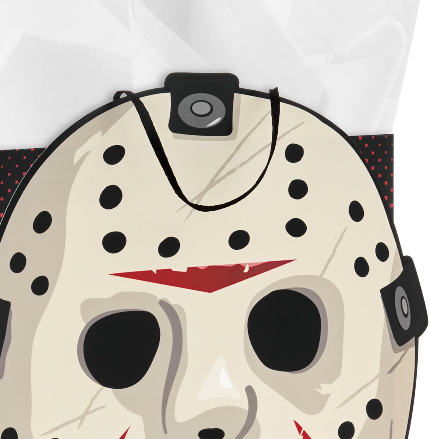 Hallmark Halloween Friday the 13th Gift Bag with Tissue Paper and Greeting Card (Jason Mask, Welcome to Camp Crystal Lake)