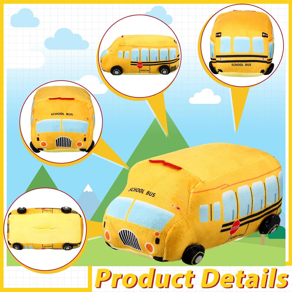 Shappy Back to School Tree Topper Decoration 10'' Yellow Plush Bus Decoration Teacher Appreciation Ornaments for First Day of School Party Supplies Driver Gift