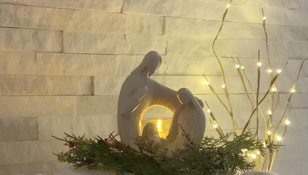 Nativity Sets for Christmas Indoor Statue with LED Tealight Candle Holder Contemporary Style Decoration Holy Family Figurine Gift, Present, Decorate for Holidays