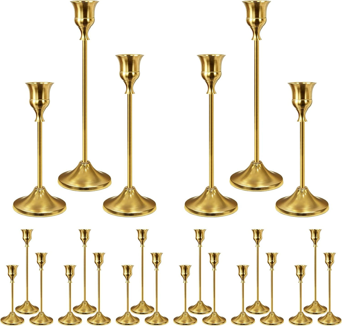 24Pcs Gold Taper Candle Holders, Vintage Centerpieces Candlestick Holder