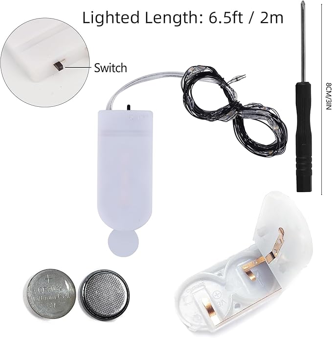 WATERGLIDE 12 Pack Halloween Fairy Lights Battery Operated (Included), 7 ft 20 LED Mini Firefly Starry String Lights, Waterproof Black Wire Light for DIY Mason Jar Table Halloween Decor, Purple