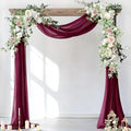 Socomi Wedding Arch Draping Fabric 2 Panels 29" x 19Ft Burgundy Sheer Chiffon Curtain Drapes 6 Yards for Wedding Ceremony Birthday Party Decoration