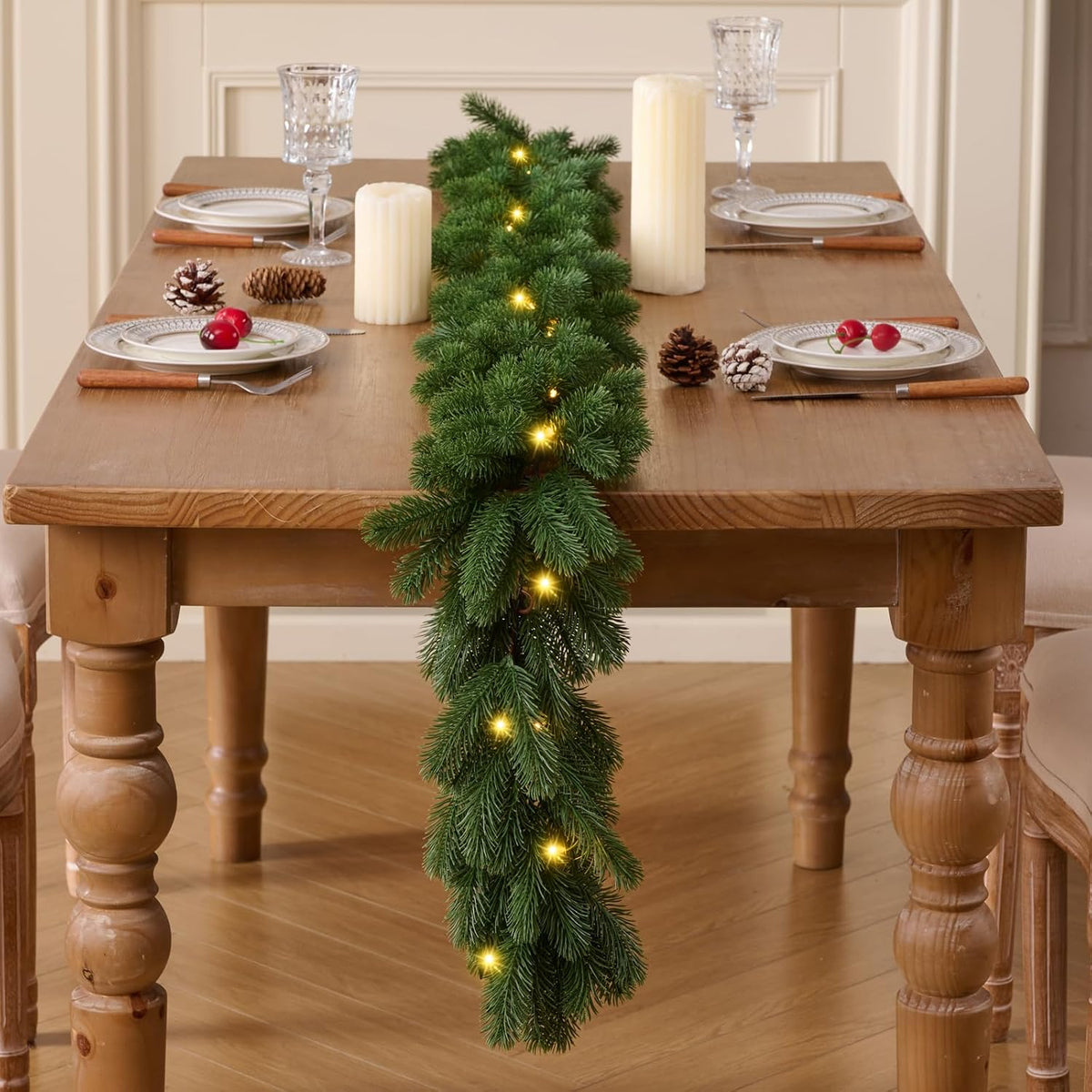6ft 1pcs prelit realistic faux norfolk pine garland, package contents