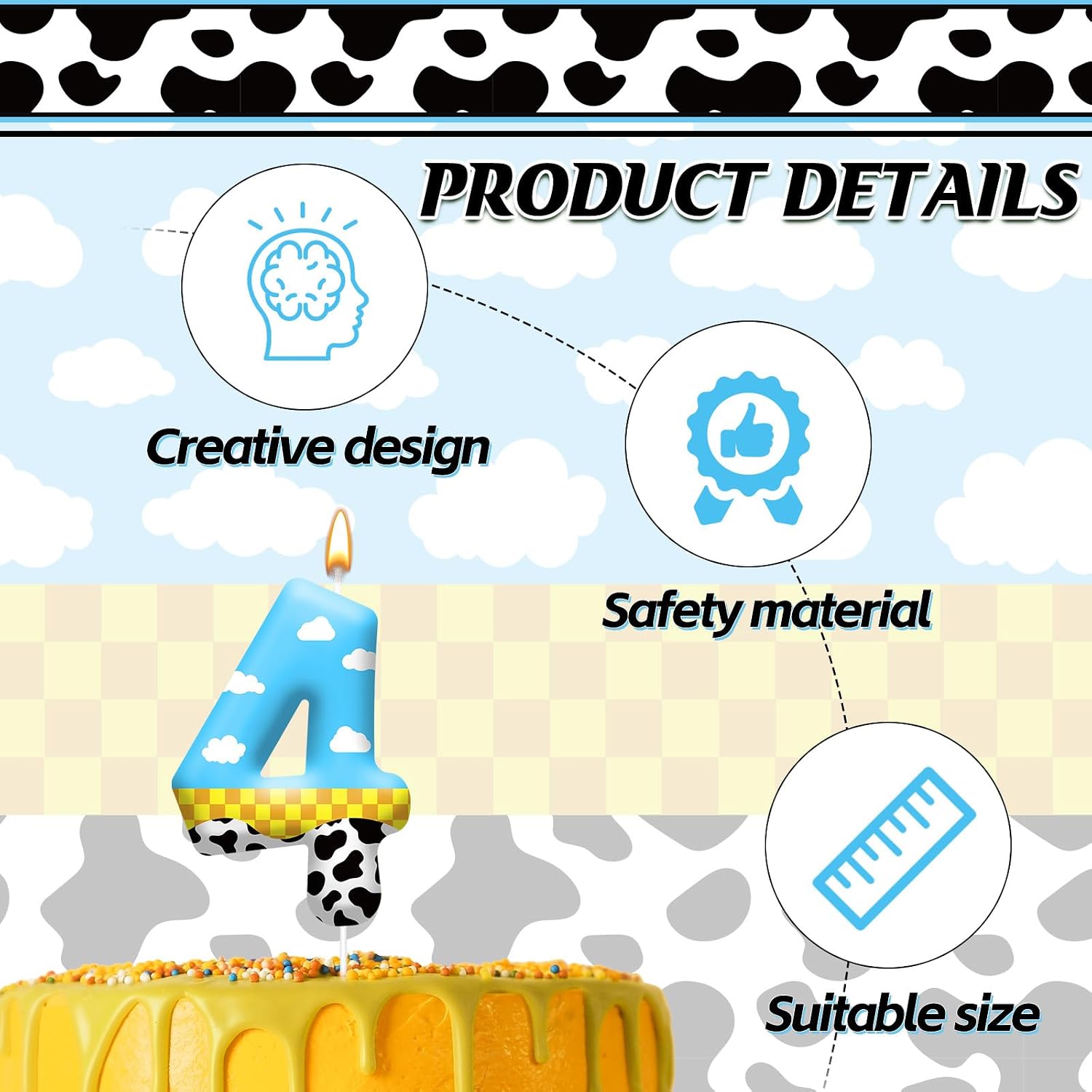 Toy Inspire Game Story Birthday Candles for Kids -Toy Themed Cake Topper Decorations,Party Supplies for Children's Birthday Celebrations(Number 4)