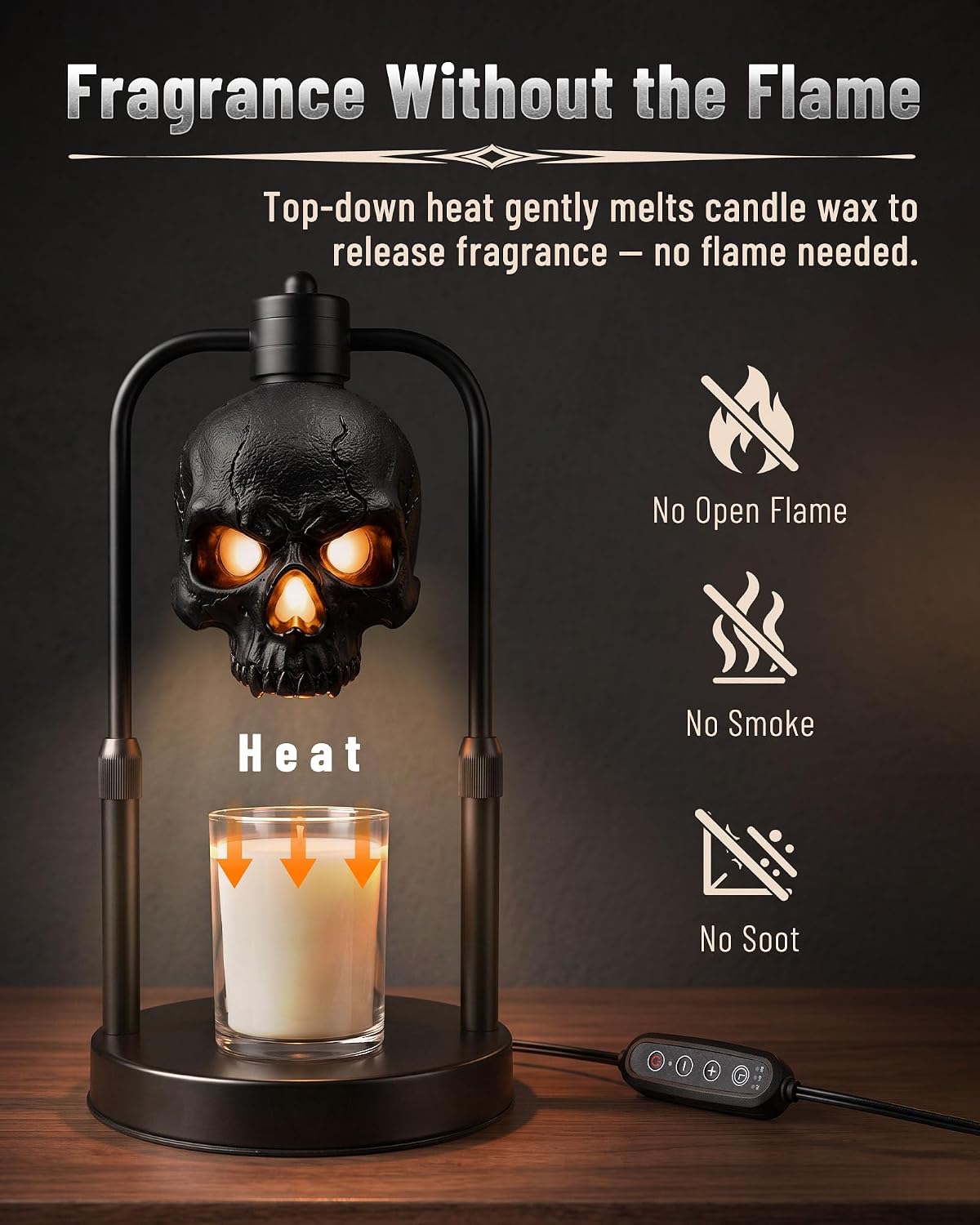 BOYISEN Skull Candle Warmer Lamp with Timer and Dimmer, Gothic Decor