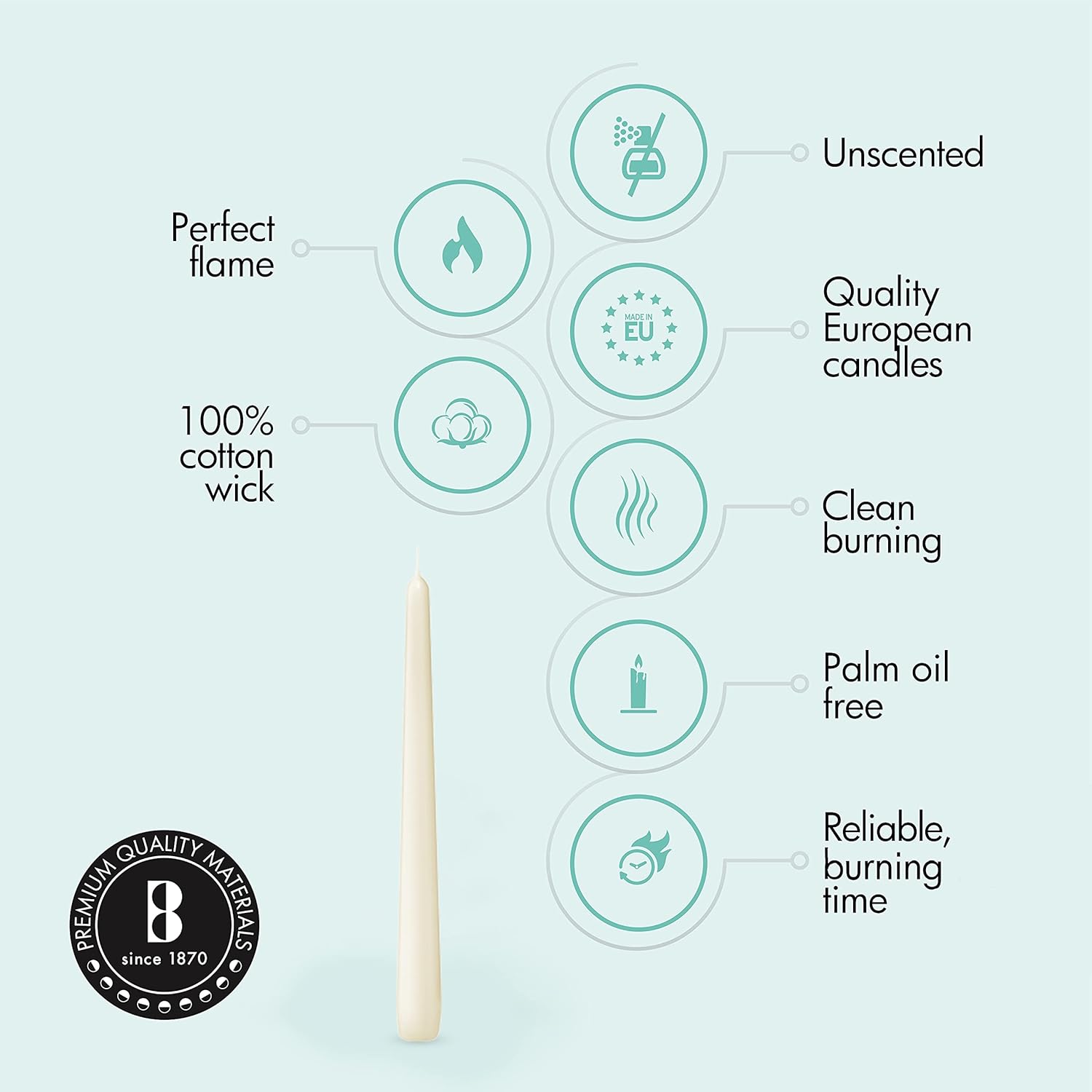 BOLSIUS Long Household Ivory Taper Candles - 10-inch Unscented Premium Quality Wax - 8 Hour Long Burning Dripless Candles Bulk Pack of 30 for Home Decor, Wedding, Parties and Special Occasions