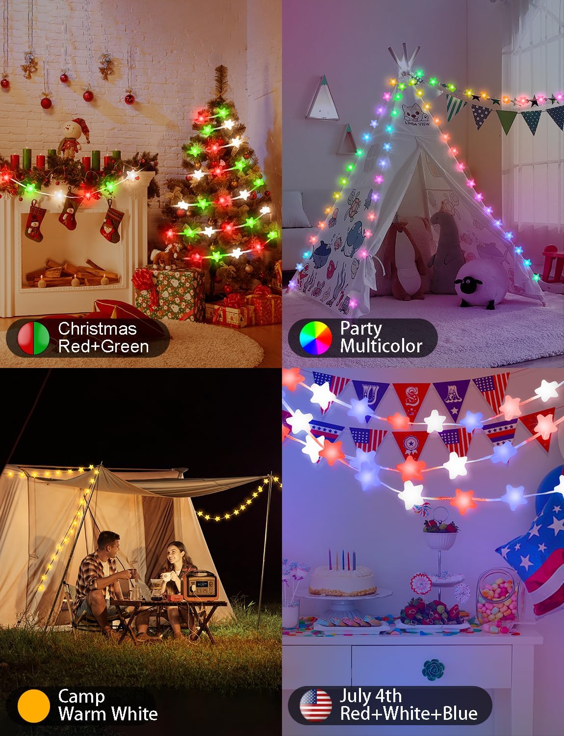 Smart Star Fairy Lights Color Changing String Lights APP Control for Dorm | 33Ft 66LED, 16 Million Colors, Remote, DIY, Music Sync, Twinkle Lights for Kid's Bedroom Classroom Christmas Decor,USB Plug