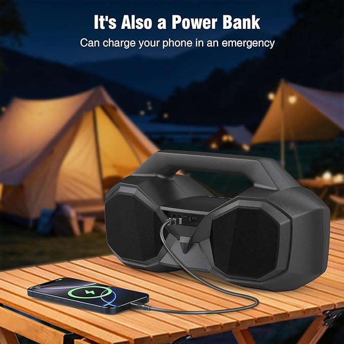 KMAG Bluetooth Speaker Wireless, 80W Loud Speaker with Deeper Bass, IPX7 Waterproof, 20H Playtime, Cool Lights, TWS, Portable Speaker for Home, Outdoor, Workshop, Party, Gift for All(Gray)
