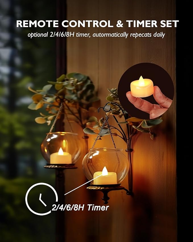 Remote Candles, 24 Pack Flameless Tea Lights Candle Battery Operated, 400+Hours LED Tea Lights with Remote, Timer Battery Votive Candle for Holidays Wedding Home