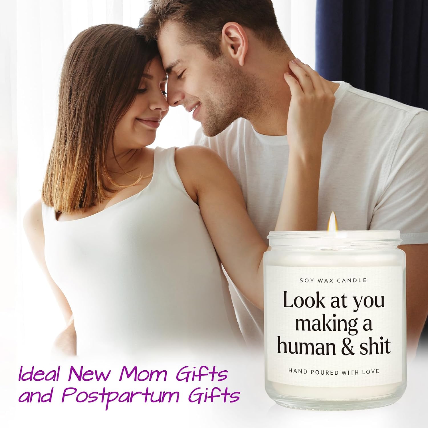 Funny New Mom Gifts, Handmade Scented Lavender Candle for New Mom After Birth, Postpartum Gift for Moms, First Time Moms Mothers Day Gift, Soy Wax Candle, 7 Oz