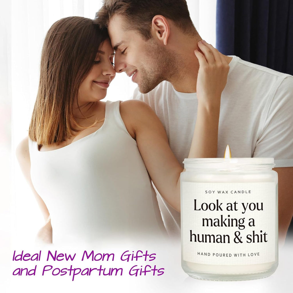 Funny New Mom Gifts, Handmade Scented Lavender Candle for New Mom After Birth, Postpartum Gift for Moms, First Time Moms Mothers Day Gift, Soy Wax Candle, 7 Oz
