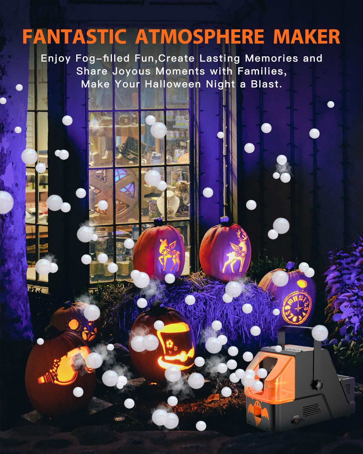 Bubble Fog Machine, Wooye 3-in-1 Smoke Bubble Machine w/Remote Control