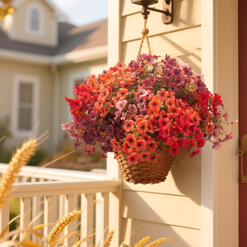 16 bundles uv resistant artificial fall mums outdoor showing dimensions