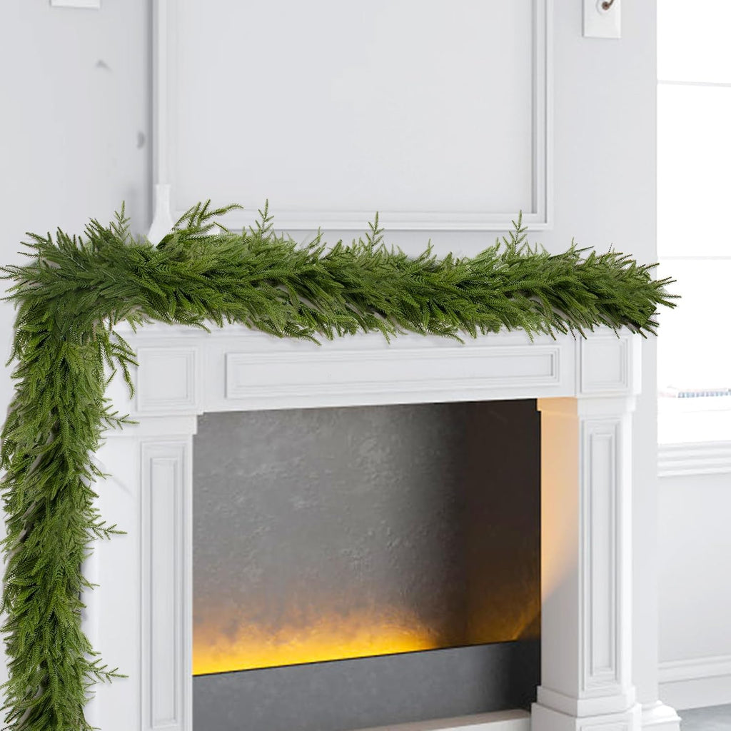 hibean 9ft christmas garland, real touch norfolk pine, main product view