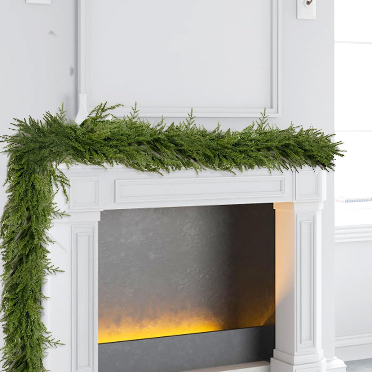 hibean 9ft christmas garland, real touch norfolk pine, main product view