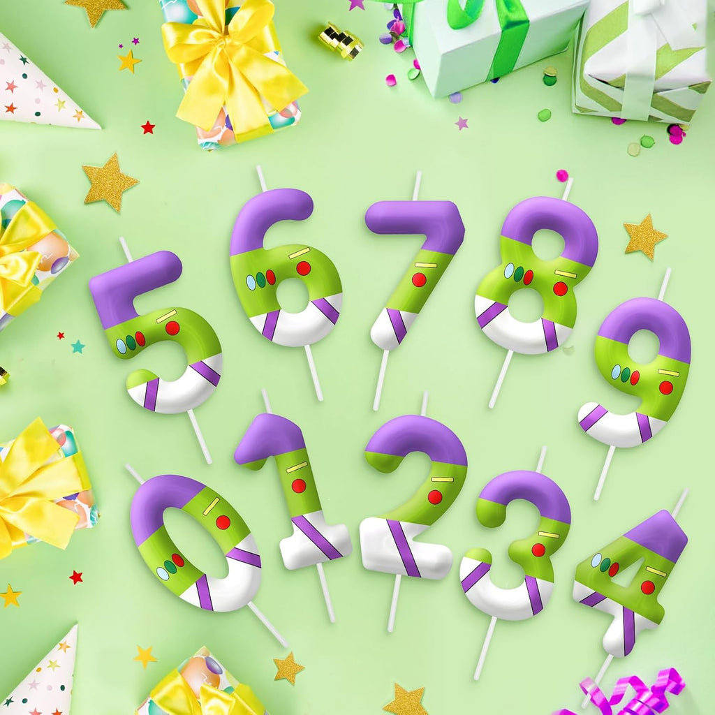 Green Birthday Candles, Number 2 Candle Themed Birthday Party Supplies, 2.4 inch Birthday Candles for Cake Topper Party Decorations, Birthday Decorations for Boys Girls (Number 2)