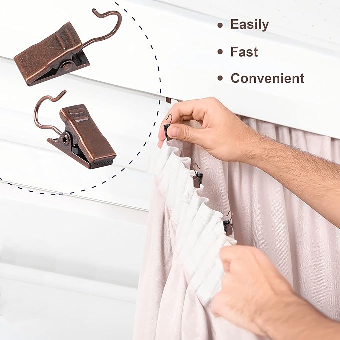 JANYUN 120 Pack Clip Hook Set Stainless Curtain Clips for Curtain Photos Home Decoration Art Craft Dispaly Hang Clip (Copper)