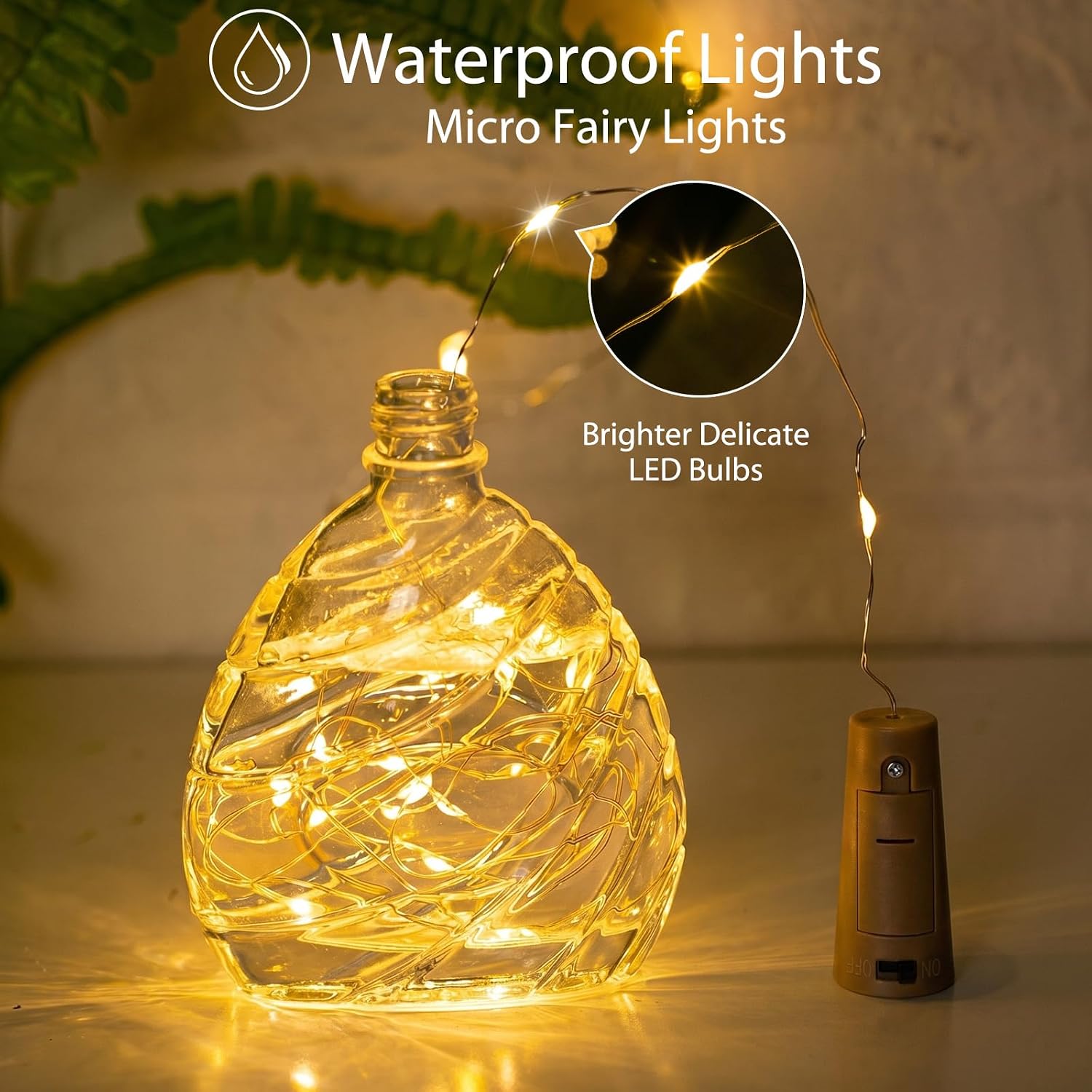 Brightown Wine Bottle Lights with Cork, 10 Pack 20 LED Waterproof Battery Operated Cork Lights, Silver Wire Mini Fairy Lights for Liquor Bottles DIY Party Bar Christmas Wedding Décor