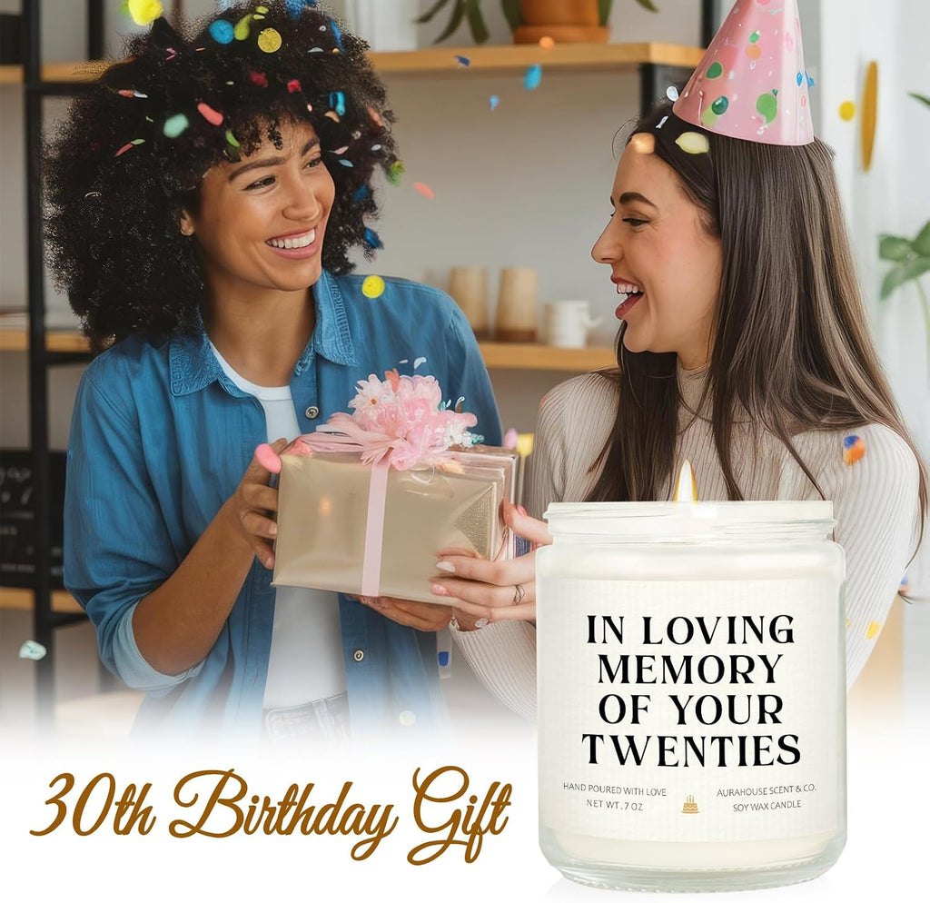 Aurahouse 30th Birthday Gifts for Women Men, in Loving Memory of Twenties Birthday Candle, Handmade, 1996 30th Birthday Decorations for Her Him, 30 Year Old Bday Gifts for Friend Sister Wife Husband