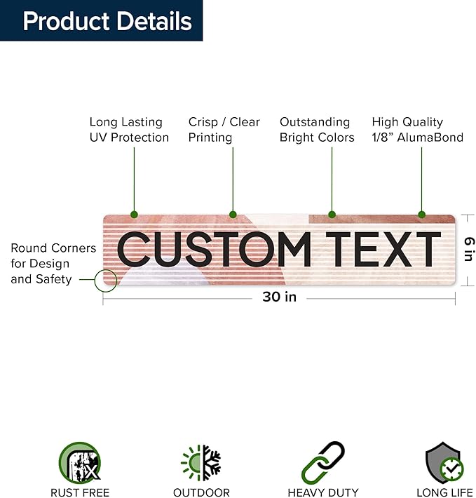 Custom Sign, Custom Street Sign, 11 Font Colors, 13 Font Styles, 4 Hole Options, 22 Sizes, 6x30 Inches, Rust Free DiBound, Fade Resistant, Made in USA by My Sign Center (Mid-Century Modern 1)