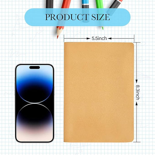 100 Pack Notebooks Bulk, Journaling Kraft Notebooks 5.5 x 8.3 A5 Softcover Notebook for Travelers Students Office Writing Sketch Travel Journal Notepad with 72 Pages 36 Sheets (Brown-Unlined)