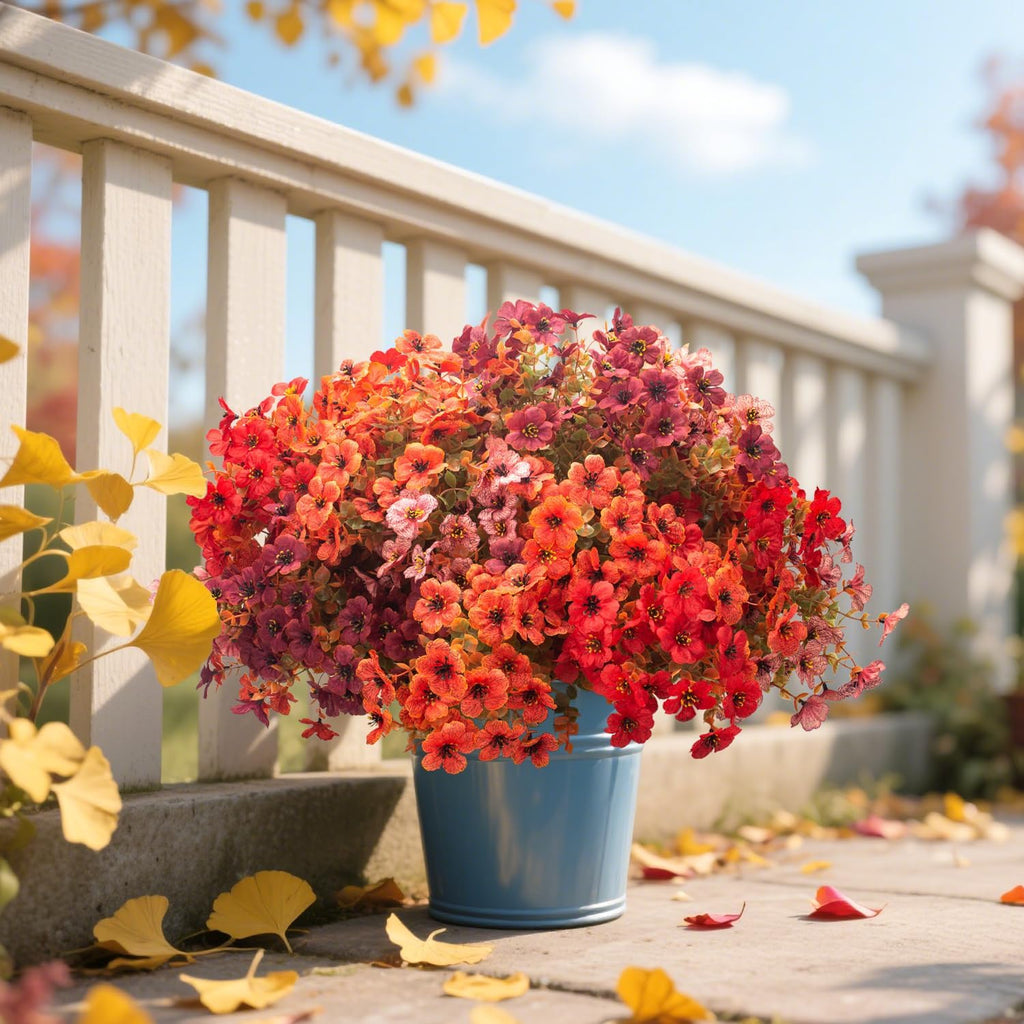 16 bundles uv resistant artificial fall mums outdoor, side view
