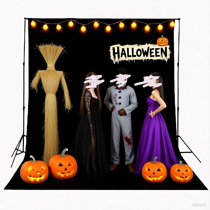 Black Backdrop for Photography Portrait Background Screen for Photo Backdrop Video Photography Studio (8x10ft, Black)