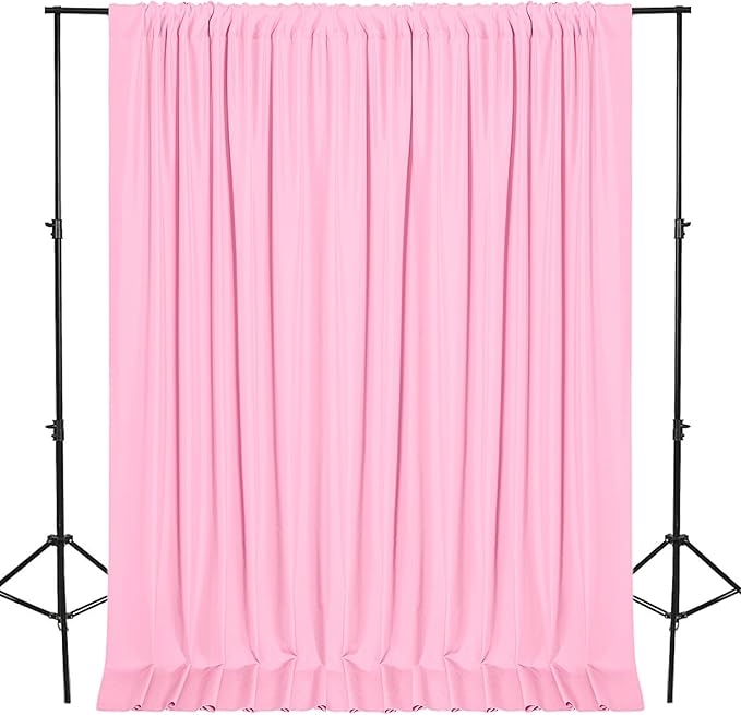 DWCN 10x8 FT Pink Backdrop Curtains for Parties, Photography Backdrop Drapes with Rod Pockets for Wedding Decorations Stage Birthday Family Gatherings, 2 Panels 5ft x 8ft