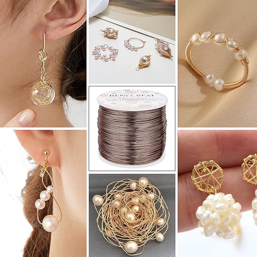 BENECREAT 20 Gauge 770FT Brown Aluminum Wire Anodized Jewelry Craft Making Beading Floral Colored Aluminum Craft Wire for Jewelry Craft, Garden, Model Making