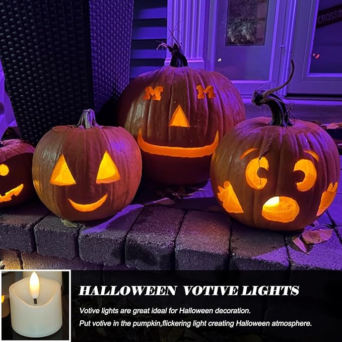 24 Pack Battery Operated Votive Candles 1.5 x 1.67 inches Flameless Votive Tealights Black Wick Tea Lights LED Electric Fake Candles Realistic for Wedding Christmas Thanksgiving Party Decoration