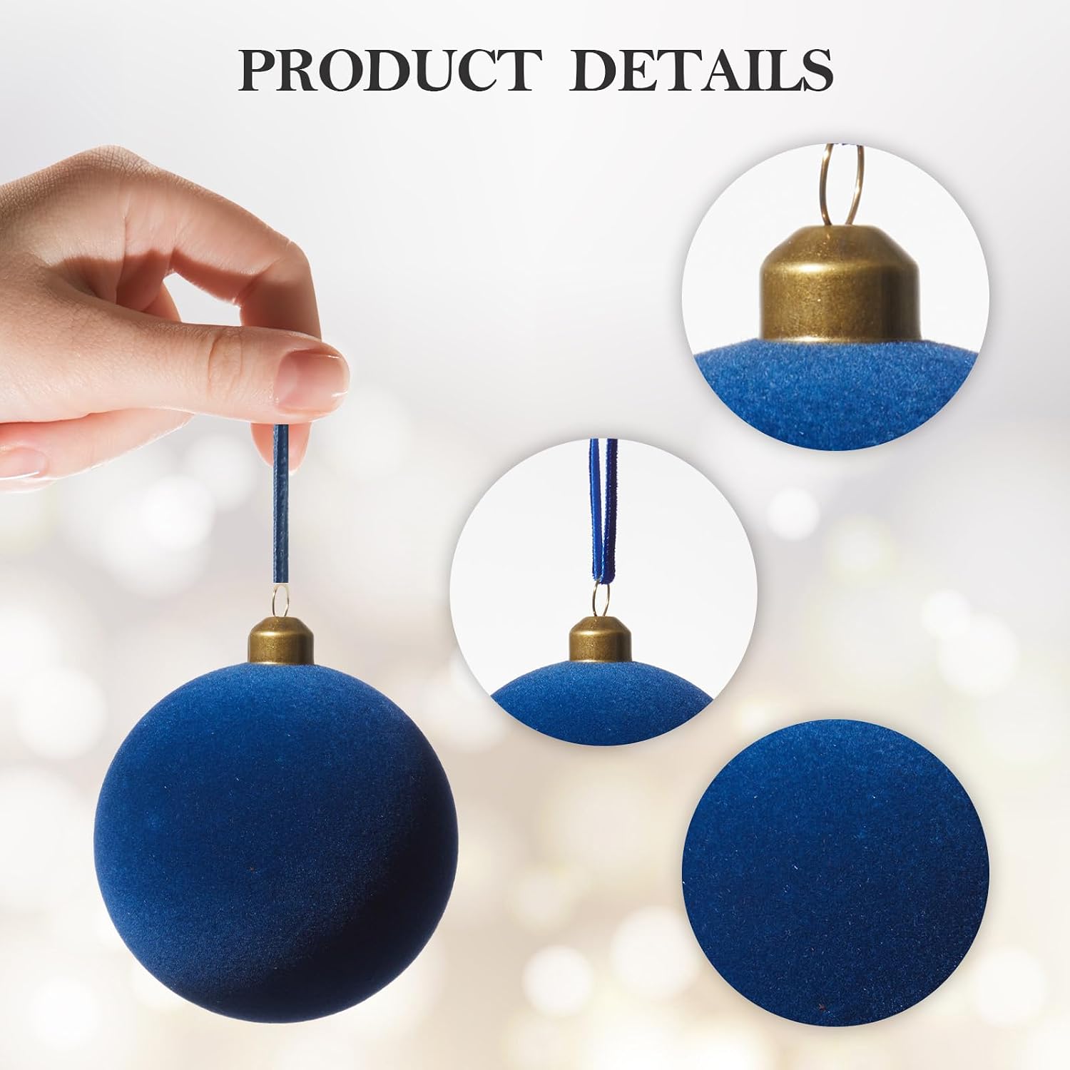 DN DECONATION Christmas Tree Ornaments Set of 9, Blue Velvet Decorative Hanging Ball Ornaments, 3.14” Plastic Christmas Ball for Home Holiday Party Decor Winter Indoor Decoration Xmas Gifts