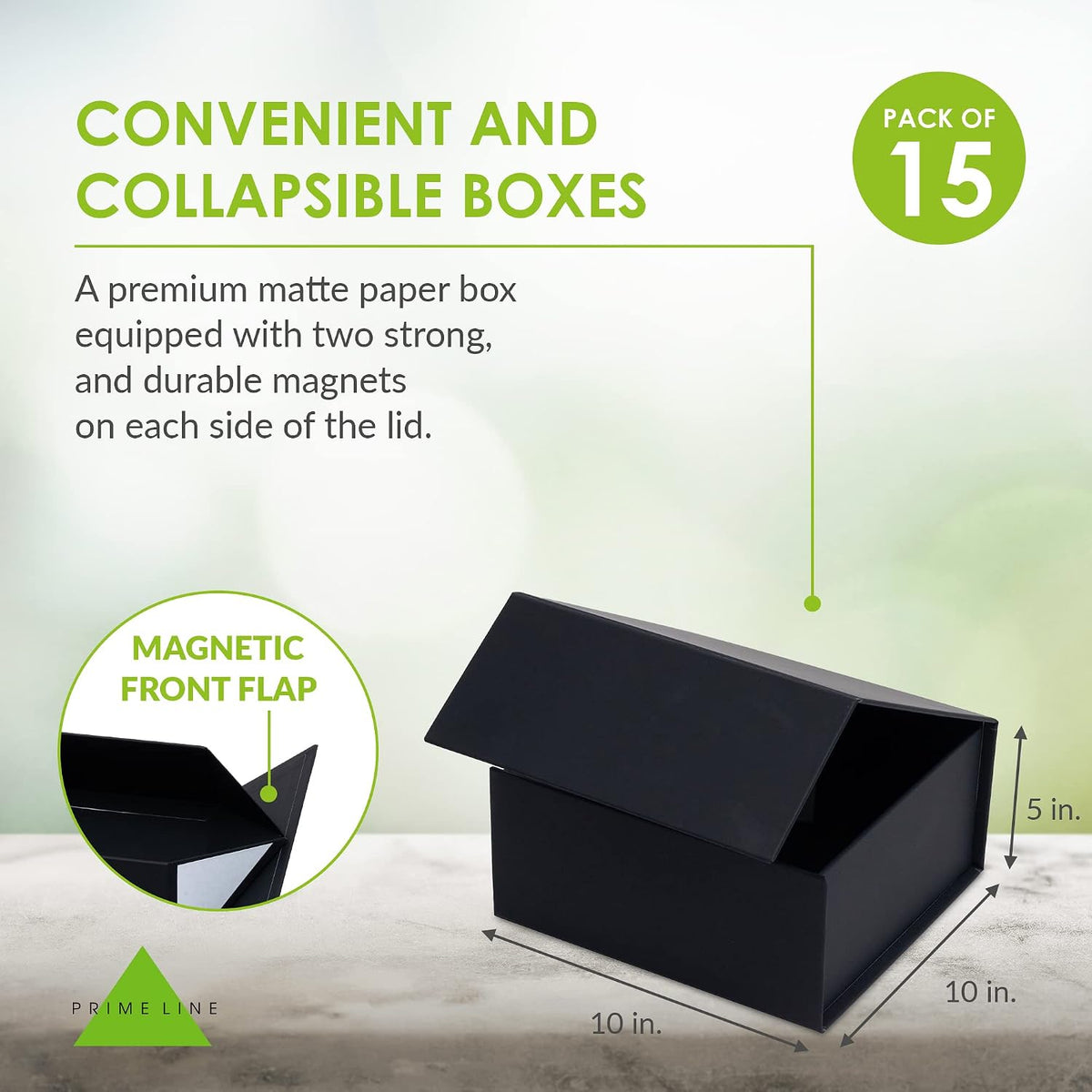 Prime Line Packaging Black Magnetic Gift Box Bulk, 10x10x5, 15 Pack